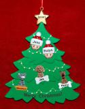 Couples Christmas Tree Ornament with 3 Dogs, Cats, Pets Custom Add-ons Personalized FREE at PersonalizedOrnamentsMarket.com by Russell Rhodes