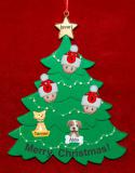 Family Christmas Tree Ornament for 3 with 2 Dogs, Cats, Pets Custom Add-ons Personalized FREE at PersonalizedOrnamentsMarket.com by Russell Rhodes