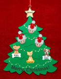 Family Christmas Tree Ornament for 3 with 3 Dogs, Cats, Pets Custom Add-ons Personalized FREE at PersonalizedOrnamentsMarket.com by Russell Rhodes