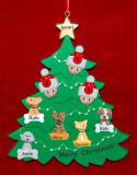 Family Christmas Tree Ornament for 3 with 5 Dogs, Cats, Pets Custom Add-ons Personalized FREE at PersonalizedOrnamentsMarket.com by Russell Rhodes