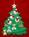 Family Christmas Tree Ornament for 4 with 5 Dogs, Cats, Pets Custom Add-ons Personalized FREE at PersonalizedOrnamentsMarket.com by Russell Rhodes