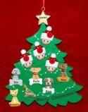 Family Christmas Tree Ornament for 4 with 6 Dogs, Cats, Pets Custom Add-ons Personalized FREE at PersonalizedOrnamentsMarket.com by Russell Rhodes