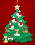 Grandparents Christmas Tree Ornament with 4 Grandkids and 5 Dogs, Cats, Pets Custom Add-ons Personalized FREE at PersonalizedOrnamentsMarket.com by Russell Rhodes