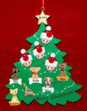 Grandparents Christmas Tree Ornament with 4 Grandkids and 6 Dogs, Cats, Pets Custom Add-ons Personalized FREE at PersonalizedOrnamentsMarket.com by Russell Rhodes