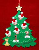 Family Christmas Tree Ornament for 5 with 3 Dogs, Cats, Pets Custom Add-ons Personalized FREE at PersonalizedOrnamentsMarket.com by Russell Rhodes