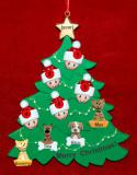 Family Christmas Tree Ornament for 5 with 4 Dogs, Cats, Pets Custom Add-ons Personalized FREE at PersonalizedOrnamentsMarket.com by Russell Rhodes