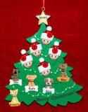 Family Christmas Tree Ornament for 5 with 5 Dogs, Cats, Pets Custom Add-ons Personalized FREE at PersonalizedOrnamentsMarket.com by Russell Rhodes