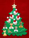 Family Christmas Tree Ornament for 5 with 6 Dogs, Cats, Pets Custom Add-ons Personalized FREE at PersonalizedOrnamentsMarket.com by Russell Rhodes