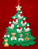 Family Christmas Tree Ornament for 6 with 5 Dogs, Cats, Pets Custom Add-ons Personalized FREE at PersonalizedOrnamentsMarket.com by Russell Rhodes