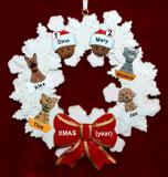 African American Grandparents Christmas Ornament Celebration Wreath Red Bow 2 Grandkids 4 Dogs, Cats, Pets Custom Add-ons Personalized FREE at PersonalizedOrnamentsMarket.com by Russell Rhodes