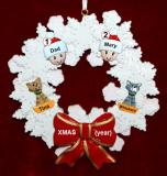 Single Dad Christmas Ornament 1 Child Celebration Wreath Red Bow 2 Dogs, Cats, Pets Custom Add-ons Personalized FREE at PersonalizedOrnamentsMarket.com by Russell Rhodes