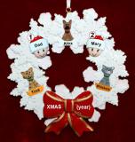 Single Dad Christmas Ornament 1 Child Celebration Wreath Red Bow 3 Dogs, Cats, Pets Custom Add-ons Personalized FREE at PersonalizedOrnamentsMarket.com by Russell Rhodes