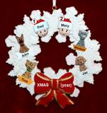 Single Dad Christmas Ornament 1 Child Celebration Wreath Red Bow 4 Dogs, Cats, Pets Custom Add-ons Personalized FREE at PersonalizedOrnamentsMarket.com by Russell Rhodes