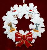 Single Mom Christmas Ornament 1 Child Celebration Wreath Red Bow 2 Dogs, Cats, Pets Custom Add-ons Personalized FREE at PersonalizedOrnamentsMarket.com by Russell Rhodes