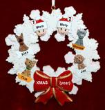 Single Mom Christmas Ornament 1 Child Celebration Wreath Red Bow 4 Dogs, Cats, Pets Custom Add-ons Personalized FREE at PersonalizedOrnamentsMarket.com by Russell Rhodes