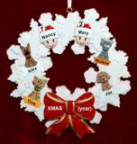 Lesbian Couple Christmas Ornament Celebration Wreath Red Bow 4 Dogs, Cats, Pets Custom Add-ons Personalized FREE at PersonalizedOrnamentsMarket.com by Russell Rhodes