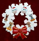 Gay Couple Christmas Ornament Celebration Wreath Red Bow 4 Dogs, Cats, Pets Custom Add-ons Personalized FREE at PersonalizedOrnamentsMarket.com by Russell Rhodes