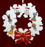 Mixed Race Couple Christmas Ornament Celebration Wreath Red Bow 4 Dogs, Cats, Pets Custom Add-ons Personalized FREE at PersonalizedOrnamentsMarket.com by Russell Rhodes