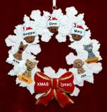 African American Grandparents Christmas Ornament 3 Grandkids Celebration Wreath Red Bow 4 Dogs, Cats, Pets Custom Add-ons Personalized FREE at PersonalizedOrnamentsMarket.com by Russell Rhodes