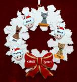 Grandparents Christmas Ornament 3 Grandkids Wreath Red Bow with 3 Dogs, Cats, Pets Custom Add-ons Personalized FREE at PersonalizedOrnamentsMarket.com by Russell Rhodes