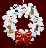 Lesbian Couple Christmas Ornament 1 Child Celebration Wreath Red Bow 4 Dogs, Cats, Pets Custom Add-ons Personalized FREE at PersonalizedOrnamentsMarket.com by Russell Rhodes