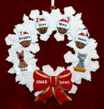 African American Grandparents Christmas Ornament 4 Grandkids Celebration Wreath Red Bow 2 Dogs, Cats, Pets Custom Add-ons Personalized FREE at PersonalizedOrnamentsMarket.com by Russell Rhodes