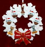 African American Grandparents Christmas Ornament 4 Grandkids Celebration Wreath Red Bow 3 Dogs, Cats, Pets Custom Add-ons Personalized FREE at PersonalizedOrnamentsMarket.com by Russell Rhodes