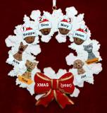 African American Grandparents Christmas Ornament 4 Grandkids Celebration Wreath Red Bow 4 Dogs, Cats, Pets Custom Add-ons Personalized FREE at PersonalizedOrnamentsMarket.com by Russell Rhodes