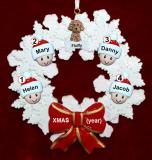 Grandparents Christmas Ornament 4 Grandkids Celebration Wreath Red Bow 1 Dog, Cat, or Other Pet Personalized FREE at PersonalizedOrnamentsMarket.com by Russell Rhodes