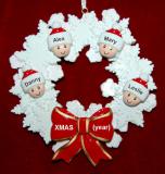 Grandparents Christmas Ornament Celebration Wreath Red Bow 4 Grandkids Personalized FREE at PersonalizedOrnamentsMarket.com by Russell Rhodes