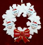 Gay Family Christmas Ornament 2 Children Celebration Wreath Red Bow Personalized FREE at PersonalizedOrnamentsMarket.com by Russell Rhodes