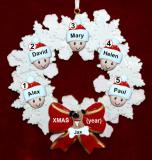 Grandparents Christmas Ornament 5 Grandkids Celebration Wreath Red Ornament Personalized FREE at PersonalizedOrnamentsMarket.com by Russell Rhodes