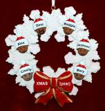 African American Grandparents Christmas Ornament Celebration Wreath Red Bow 6 Grandkids Personalized FREE at PersonalizedOrnamentsMarket.com by Russell Rhodes