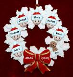 Grandparents Christmas Ornament 6 Grandkids Celebration Wreath Red Bow Personalized FREE at PersonalizedOrnamentsMarket.com by Russell Rhodes