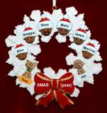 Grandparents Christmas Ornament 6 Grandkids Celebration Wreath Red Bow Personalized FREE at PersonalizedOrnamentsMarket.com by Russell Rhodes