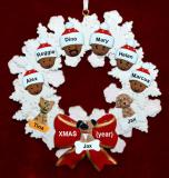 Grandparents Christmas Ornament 6 Grandkids Celebration Wreath Red Bow Personalized FREE at PersonalizedOrnamentsMarket.com by Russell Rhodes