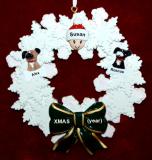 Single Person Christmas Ornament Holiday Wreath with 2 Dogs, Cats, or Other Pets Add-on Personalized FREE at PersonalizedOrnamentsMarket.com by Russell Rhodes