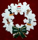 Veterinarian Christmas Ornament Holiday Wreath with 4 Dogs, Cats, or Other Pets Add-ons Personalized FREE at PersonalizedOrnamentsMarket.com by Russell Rhodes