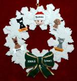 Single Person Christmas Ornament Holiday Wreath with 4 Dogs, Cats, or Other Pets Add-ons Personalized FREE at PersonalizedOrnamentsMarket.com by Russell Rhodes