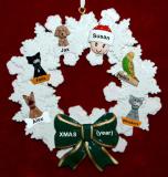 Single Person Christmas Ornament Holiday Wreath with 5 Dogs, Cats, or Other Pets Add-ons Personalized FREE at PersonalizedOrnamentsMarket.com by Russell Rhodes