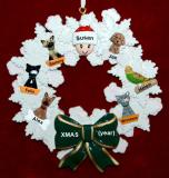 Single Person Christmas Ornament Holiday Wreath with 6 Dogs, Cats, or Other Pets Add-ons Personalized FREE at PersonalizedOrnamentsMarket.com by Russell Rhodes