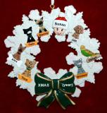 Single Person Christmas Ornament Holiday Wreath with 7 Dogs, Cats, or Other Pets Add-ons Personalized FREE at PersonalizedOrnamentsMarket.com by Russell Rhodes