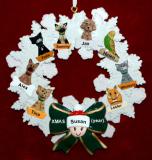 Single Person Christmas Ornament Holiday Wreath with 8 Dogs, Cats, or Other Pets Add-ons Personalized FREE at PersonalizedOrnamentsMarket.com by Russell Rhodes