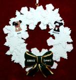 Dogs, Cats, or Other Pets Christmas Ornament Holiday Wreath with Green Bow (2) Personalized FREE at PersonalizedOrnamentsMarket.com by Russell Rhodes