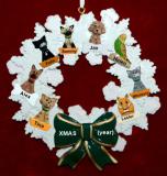 Dogs, Cats, or Other Pets Christmas Ornament Holiday Wreath with Green Bow (8) Personalized FREE at PersonalizedOrnamentsMarket.com by Russell Rhodes