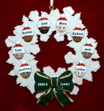 Grandparents Christmas Ornament Celebration Wreath Green Bow 8 Mixed Race Grandkids Personalized by RussellRhodes.com