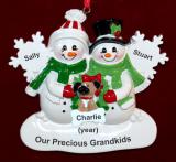 Grandparents Christmas Ornament White Xmas 2 Grandkids with Dog, Cat, or Other Pet Custom Add-on Personalized FREE at PersonalizedOrnamentsMarket.com by Russell Rhodes