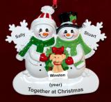 Couple Christmas Ornament White Xmas with Dog, Cat, or Other Pet Custom Add-on Personalized FREE at PersonalizedOrnamentsMarket.com by Russell Rhodes