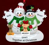 Couple Christmas Ornament White Xmas with 2 Dogs, Cats, or Other Pets Custom Add-ons Personalized FREE at PersonalizedOrnamentsMarket.com by Russell Rhodes