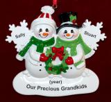 Grandparents Christmas Ornament White Xmas 2 Grandkids Personalized FREE at PersonalizedOrnamentsMarket.com by Russell Rhodes